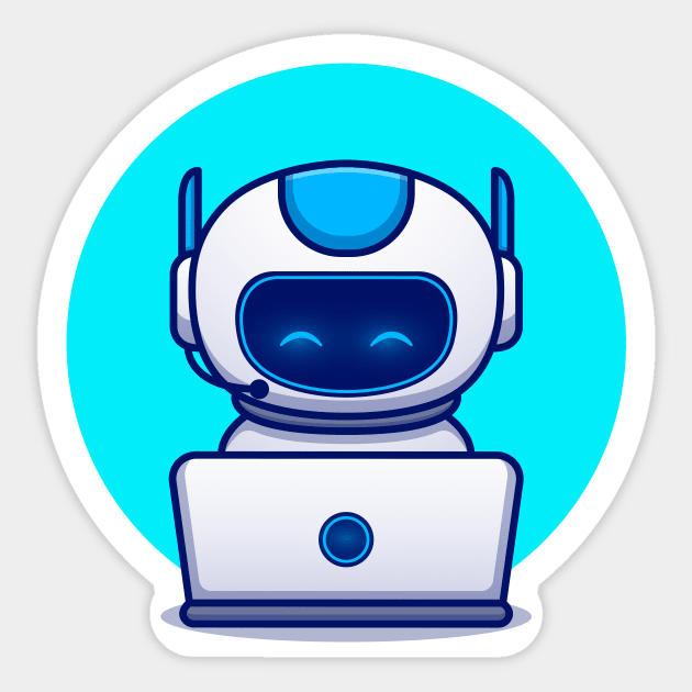 Cute Robot Operating Laptop Sticker by Catalyst Labs